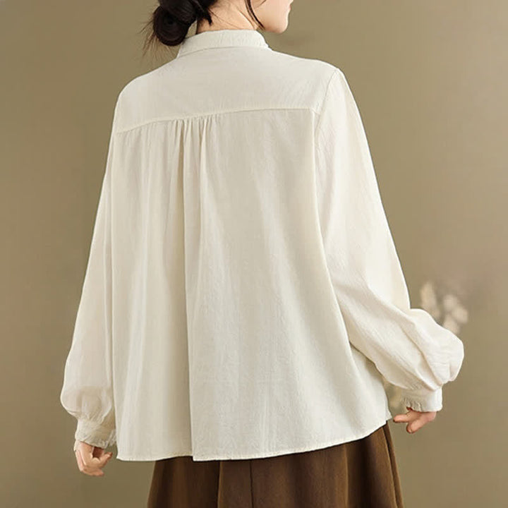 Buddha Stones Camicia da donna estiva casual vintage a maniche lunghe con bottoni. - image 14