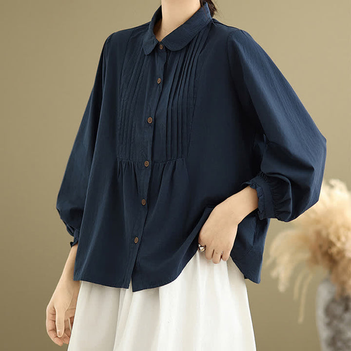 Buddha Stones Camicia da donna estiva casual vintage a maniche lunghe con bottoni. - image 2