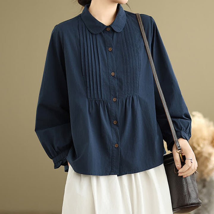 Buddha Stones Camicia da donna estiva casual vintage a maniche lunghe con bottoni. - image 5