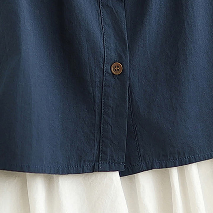 Buddha Stones Camicia da donna estiva casual vintage a maniche lunghe con bottoni. - image 12
