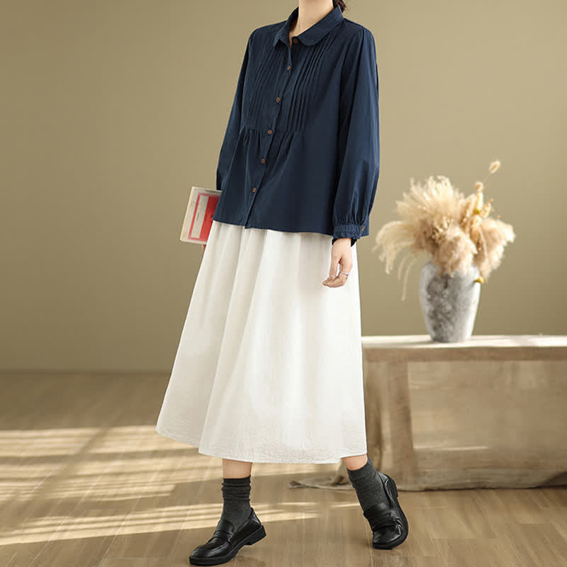 Buddha Stones Camicia da donna estiva casual vintage a maniche lunghe con bottoni. - image 8