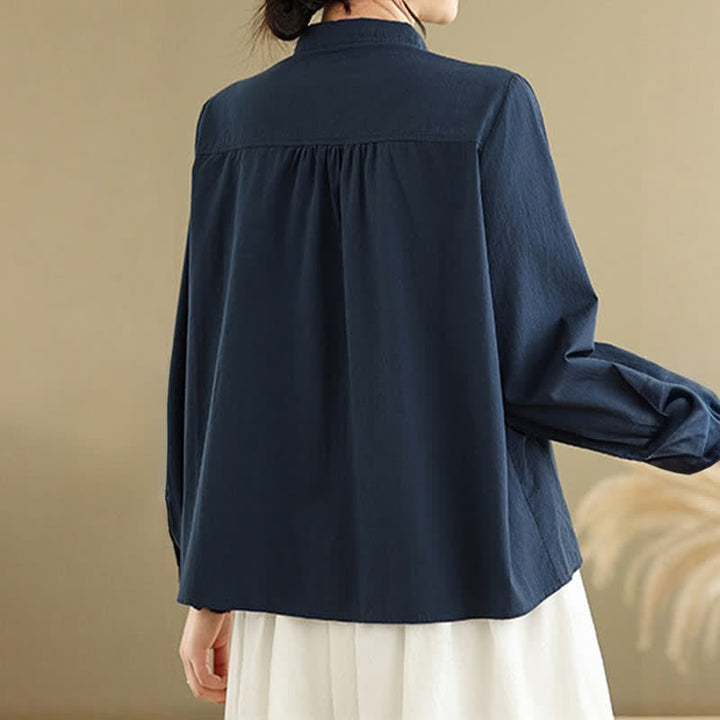 Buddha Stones Camicia da donna estiva casual vintage a maniche lunghe con bottoni. - image 6