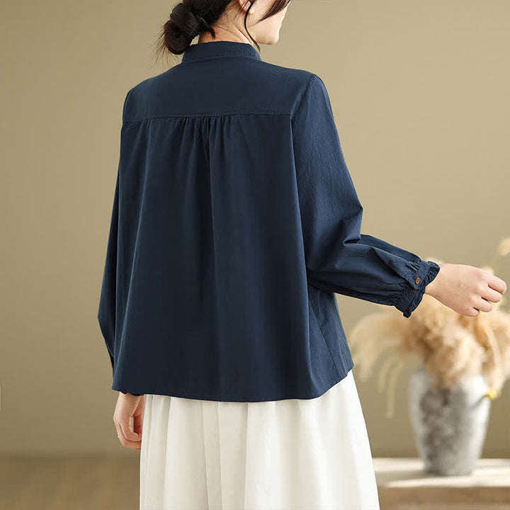 Buddha Stones Camicia da donna estiva casual vintage a maniche lunghe con bottoni. - image 1