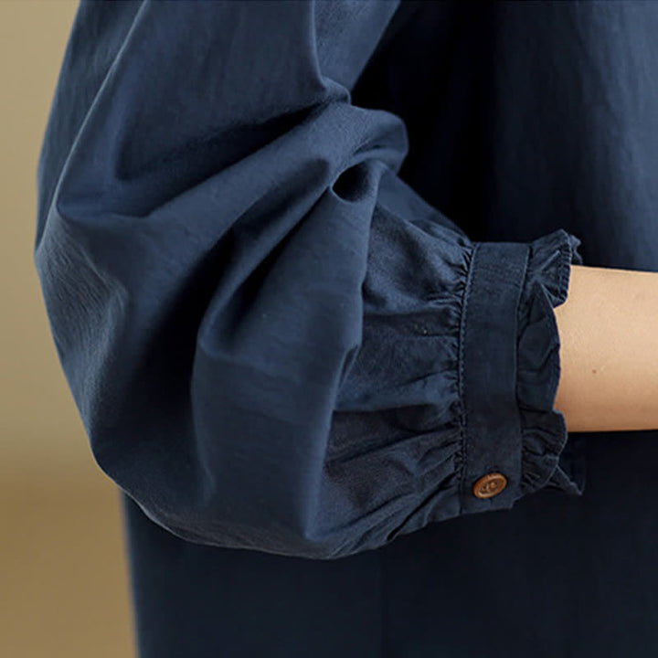 Buddha Stones Camicia da donna estiva casual vintage a maniche lunghe con bottoni. - image 11