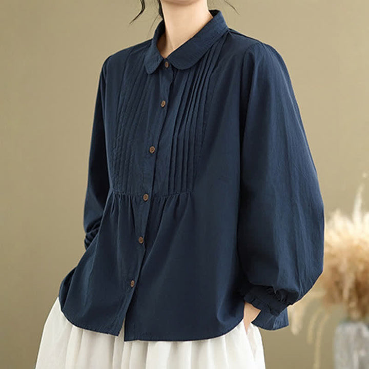 Buddha Stones Camicia da donna estiva casual vintage a maniche lunghe con bottoni. - image 3