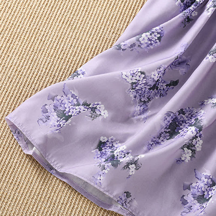 Buddha Stones Abito estivo casual elegante da donna con coulisse, a maniche corte e stampa floreale, con tasca. - image 10