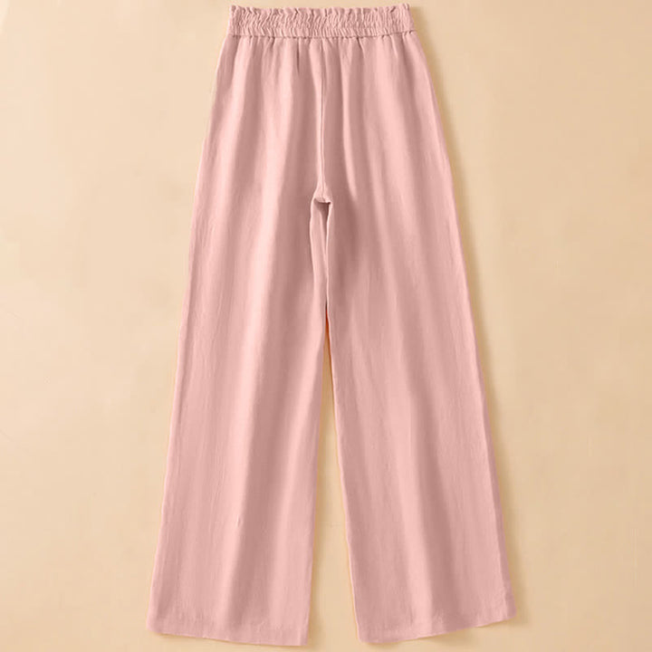 Buddha Stones Pantaloni estivi casual minimalisti con coulisse, tinta unita, alla caviglia, da donna, a gamba dritta con tasca - image 7