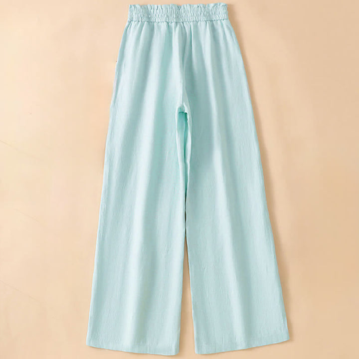 Buddha Stones Pantaloni estivi casual minimalisti con coulisse, tinta unita, alla caviglia, da donna, a gamba dritta con tasca - image 15