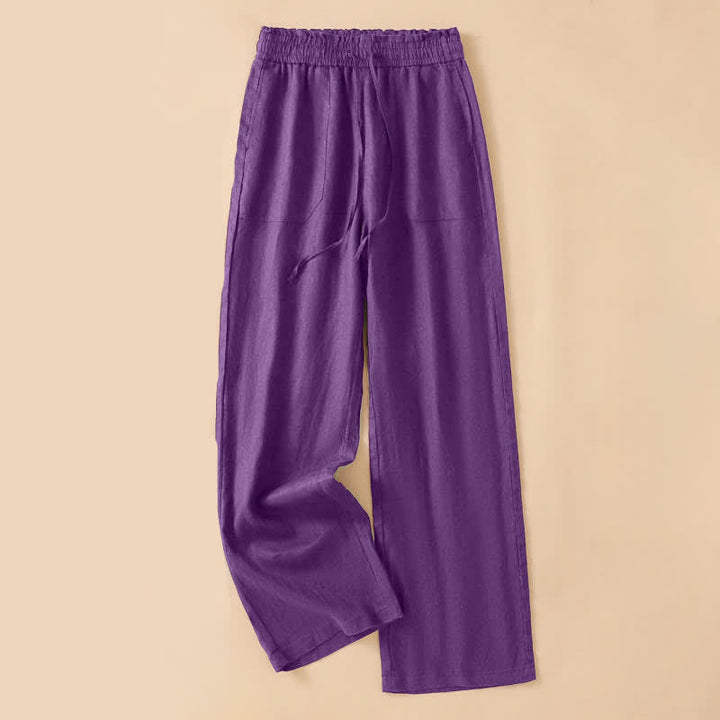 Buddha Stones Pantaloni estivi casual minimalisti con coulisse, tinta unita, alla caviglia, da donna, a gamba dritta con tasca - Viola - US8-10, UK/AU12-14, EU40-42 (2XL) - image 21