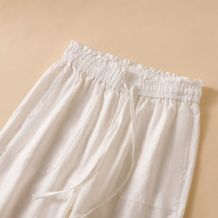 Buddha Stones Pantaloni estivi casual minimalisti con coulisse, tinta unita, alla caviglia, da donna, a gamba dritta con tasca - image 30