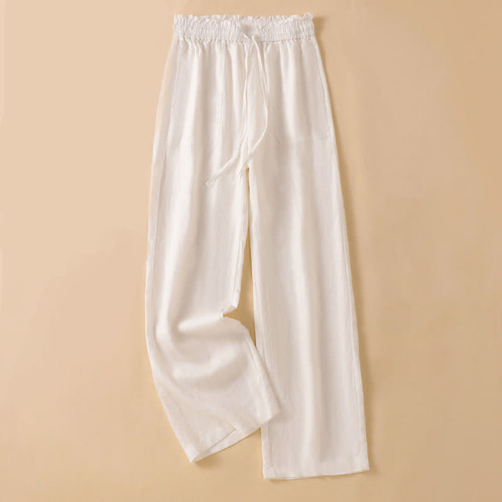 Buddha Stones Pantaloni estivi casual minimalisti con coulisse, tinta unita, alla caviglia, da donna, a gamba dritta con tasca - Bianco - US8-10, UK/AU12-14, EU40-42 (2XL) - image 27