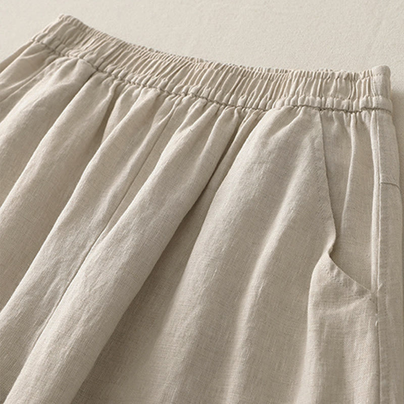 Pantaloni da donna a gamba larga con tasche, tinta unita, con elastico in vita e stampa Buddha Stones Summer Daily. - image 1