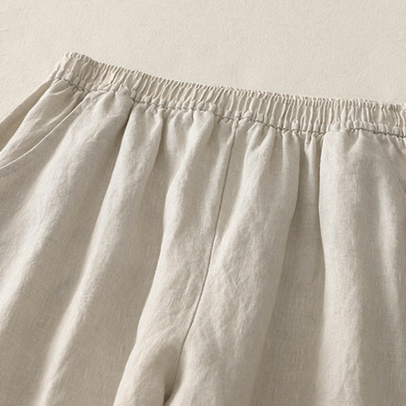 Pantaloni da donna a gamba larga con tasche, tinta unita, con elastico in vita e stampa Buddha Stones Summer Daily. - image 2