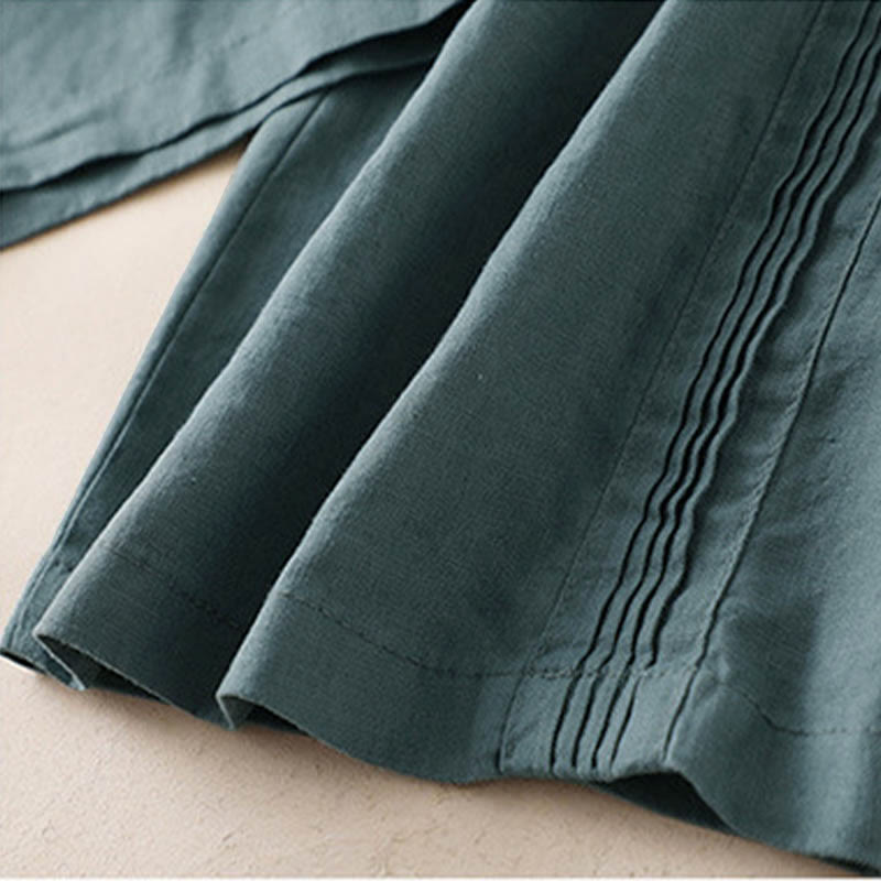 Pantaloni da donna a gamba larga in rayon con pieghe laterali e tasche, Buddha Stones Casual a tinta unita. - image 10