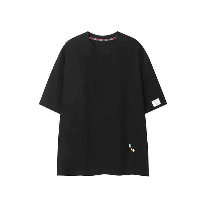 Buddha Stones T-shirt da uomo a maniche corte, tinta unita, stile boho estivo casual, con coulisse. - Nero - US/UK/AU46, EU56 (5XL) - image 12