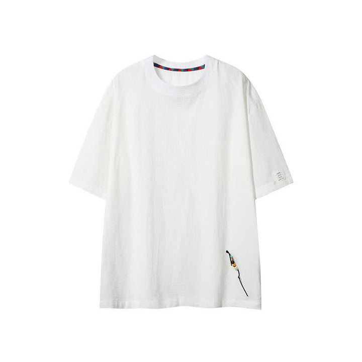 Buddha Stones T-shirt da uomo a maniche corte, tinta unita, stile boho estivo casual, con coulisse. - Bianco - US/UK/AU46, EU56 (5XL) - image 14