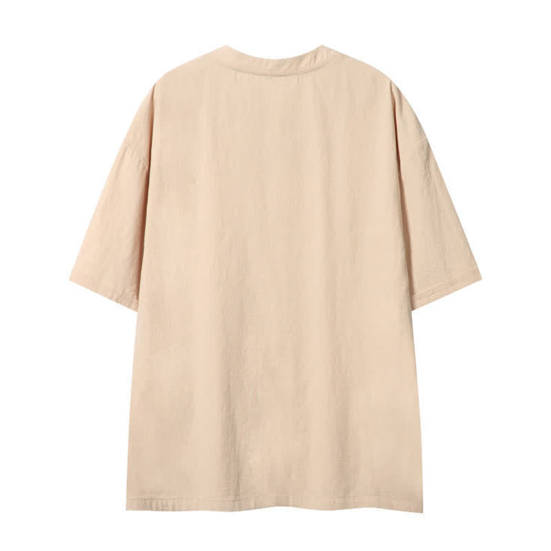 Buddha Stones T-shirt da uomo a maniche corte, tinta unita, stile boho estivo casual, con coulisse. - image 1