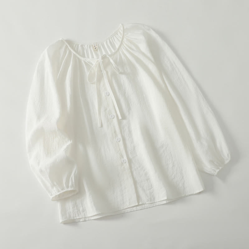 Buddha Stones Camicia da donna a maniche lunghe, girocollo, con coulisse e bottoni, stile boho, per primavera/estate, casual. - image 5