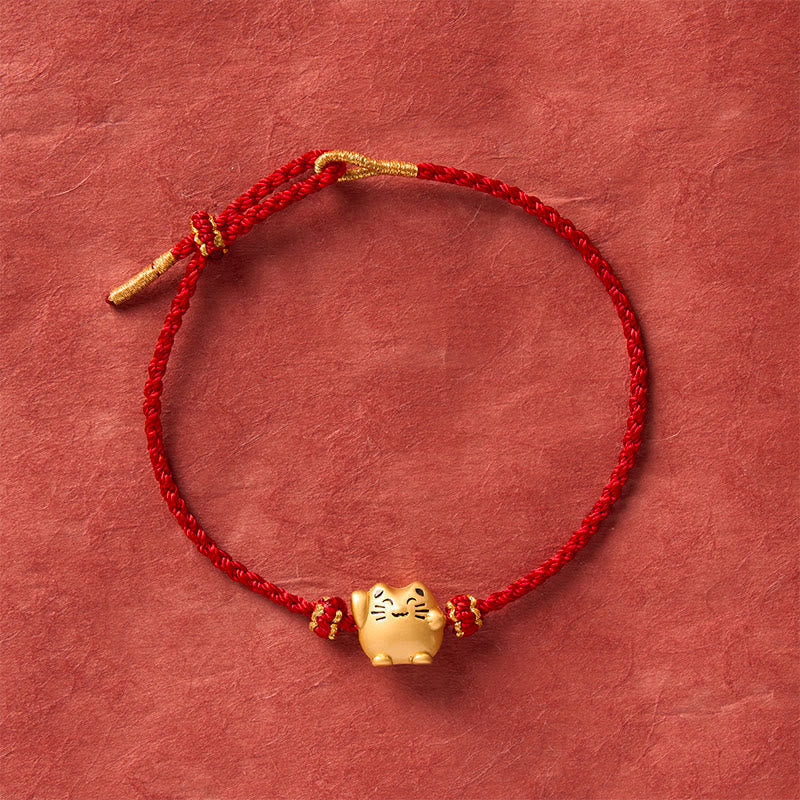 Buddha Stones Braccialetto energetico di protezione con gatto portafortuna in rame e filo rosso - image 11