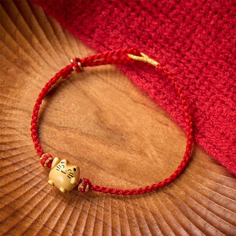 Buddha Stones Braccialetto energetico di protezione con gatto portafortuna in rame e filo rosso - image 10