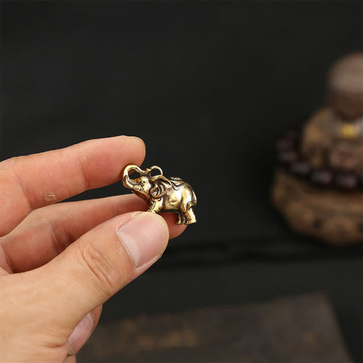 Buddha Stones Portachiavi con ciondolo a forma di zucca con elefante in ottone e cinque monete dell'imperatore Pi Xiu, simbolo di saggezza. - image 17