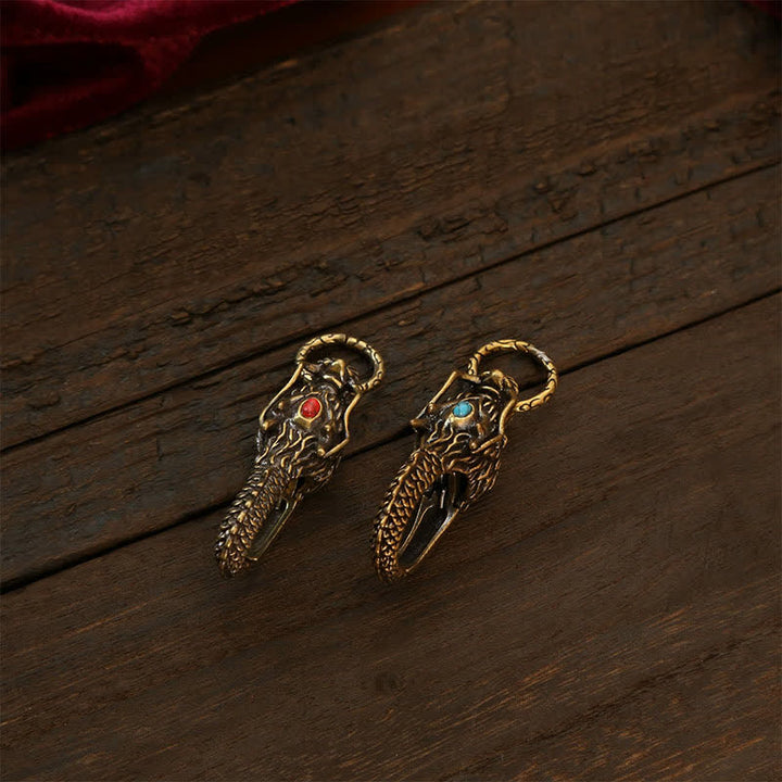 Buddha Stones Portachiavi con lucchetto a forma di drago in ottone - image 8