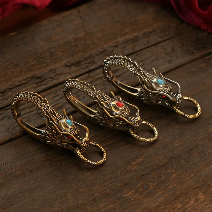 Buddha Stones Portachiavi con lucchetto a forma di drago in ottone - image 11