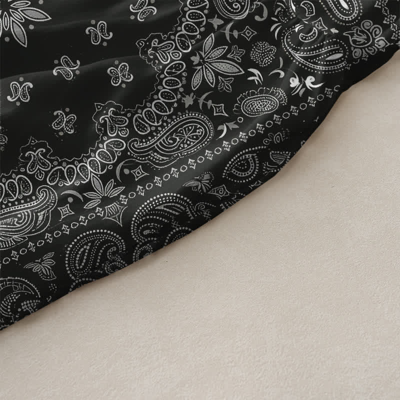 Buddha Stones Abito midi estivo casual da donna con fantasia floreale paisley e tasche, modello bandana. - image 2