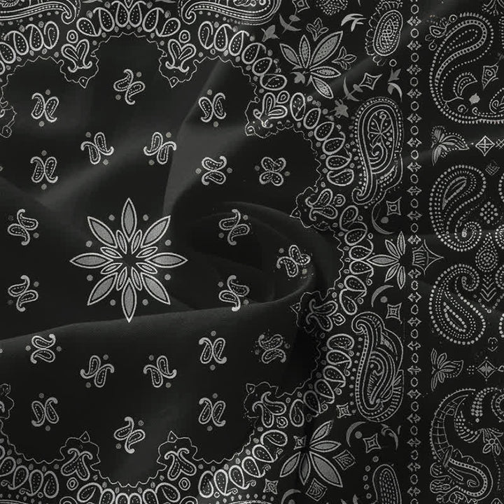 Buddha Stones Abito midi estivo casual da donna con fantasia floreale paisley e tasche, modello bandana. - image 3
