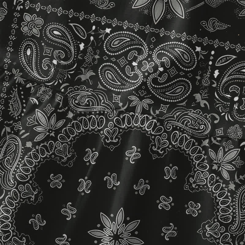 Buddha Stones Abito midi estivo casual da donna con fantasia floreale paisley e tasche, modello bandana. - image 1
