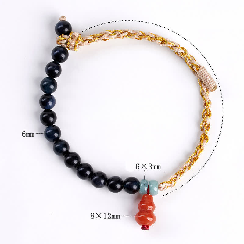 Buddha Stones Bracciale rinforzato con zucca intrecciata a mano e occhio di tigre blu. - image 7