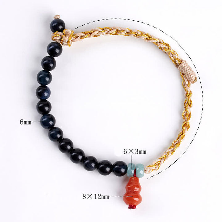 Buddha Stones Bracciale rinforzato con zucca intrecciata a mano e occhio di tigre blu. - image 7