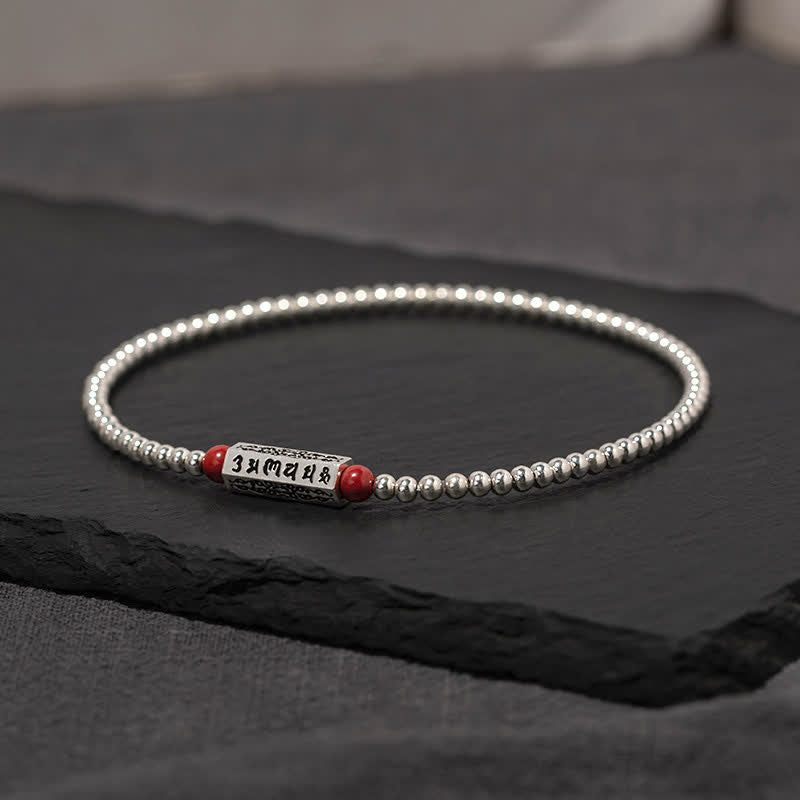Buddha Stones Bracciale alla cavigliera con saggezza cinabro Om Mani Padme Hum - 7,1–7,5 pollici (18–19 cm) - image 0