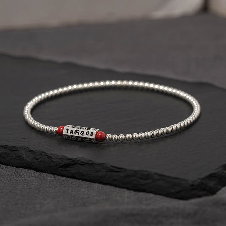 Buddha Stones Bracciale alla cavigliera con saggezza cinabro Om Mani Padme Hum - 7,1–7,5 pollici (18–19 cm) - image 0