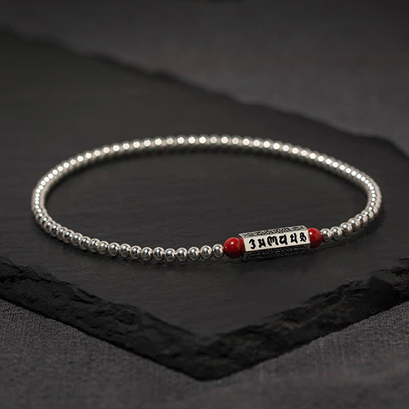 Buddha Stones Bracciale alla cavigliera con saggezza cinabro Om Mani Padme Hum - image 2