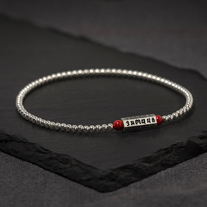 Buddha Stones Bracciale alla cavigliera con saggezza cinabro Om Mani Padme Hum - image 2