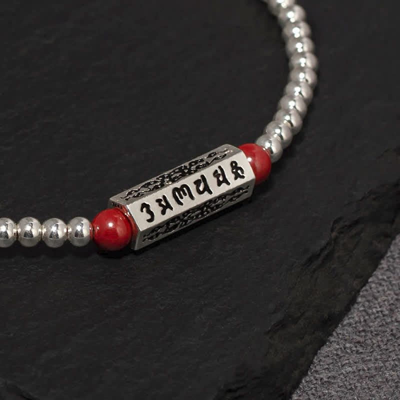 Buddha Stones Bracciale alla cavigliera con saggezza cinabro Om Mani Padme Hum - image 3