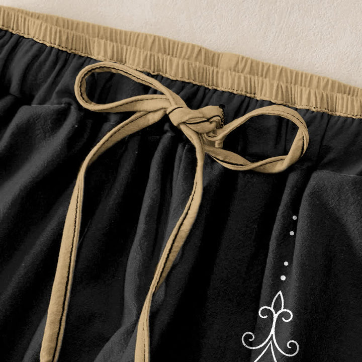 Buddha Stones Pantaloni da donna in puro cotone con elastico in vita e tasche, motivo Zen Lotus Om. - image 1