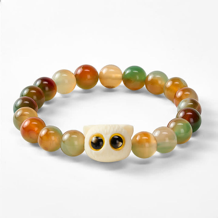 Buddha Stones Braccialetto con gatto da frutta, agata pavone e avorio, simbolo di coraggio - image 6