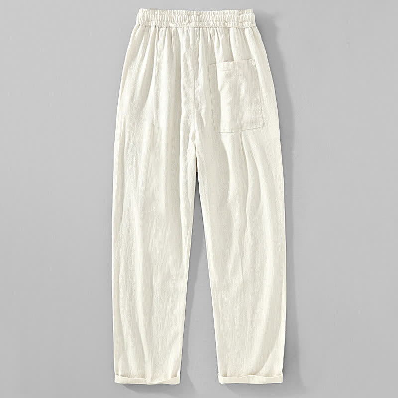 Buddha Stones Pantaloni da uomo a gamba affusolata, minimalisti, con coulisse, tinta unita, per primavera/estate, modello casual ed elegante, con tasche. - image 11
