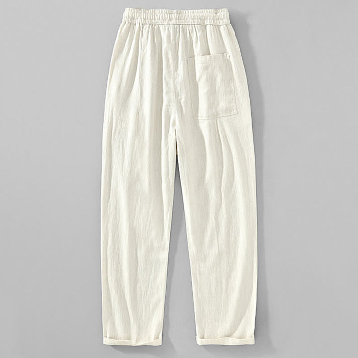 Buddha Stones Pantaloni da uomo a gamba affusolata, minimalisti, con coulisse, tinta unita, per primavera/estate, modello casual ed elegante, con tasche. - image 11