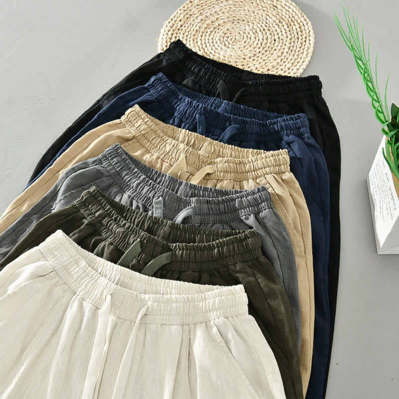 Buddha Stones Pantaloni da uomo a gamba affusolata, minimalisti, con coulisse, tinta unita, per primavera/estate, modello casual ed elegante, con tasche. - image 18