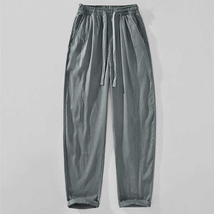 Buddha Stones Pantaloni da uomo a gamba affusolata, minimalisti, con coulisse, tinta unita, per primavera/estate, modello casual ed elegante, con tasche. - Grigio ardesia chiaro - US/UK/AU44, EU54 (4XL) - image 0