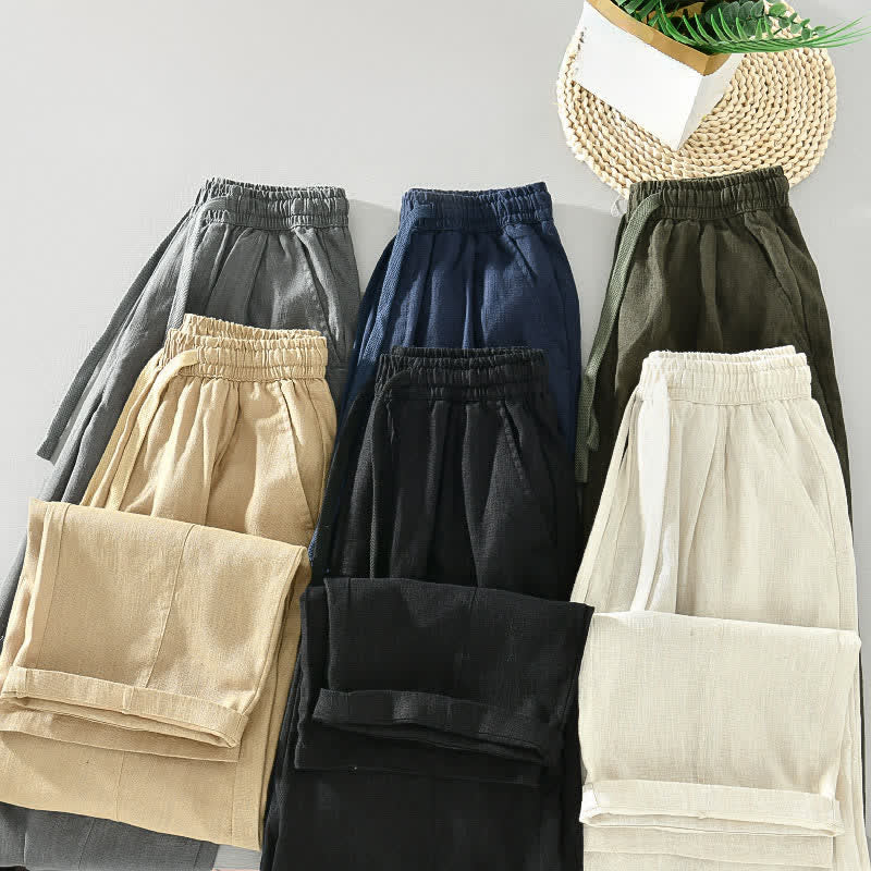 Buddha Stones Pantaloni da uomo a gamba affusolata, minimalisti, con coulisse, tinta unita, per primavera/estate, modello casual ed elegante, con tasche. - image 17