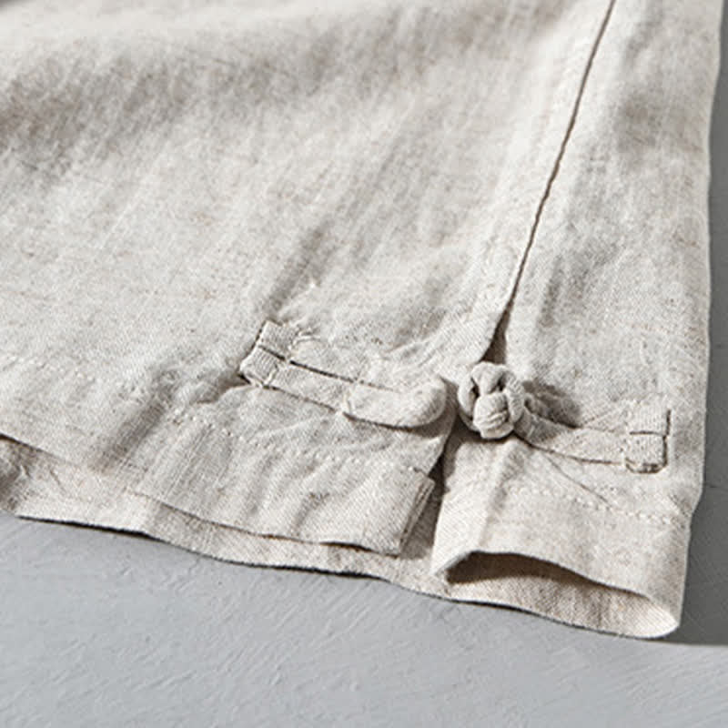 Buddha Stones Camicia da uomo a maniche lunghe, stile Tang, tinta unita, per l'autunno, casual, con colletto alla coreana. - image 14