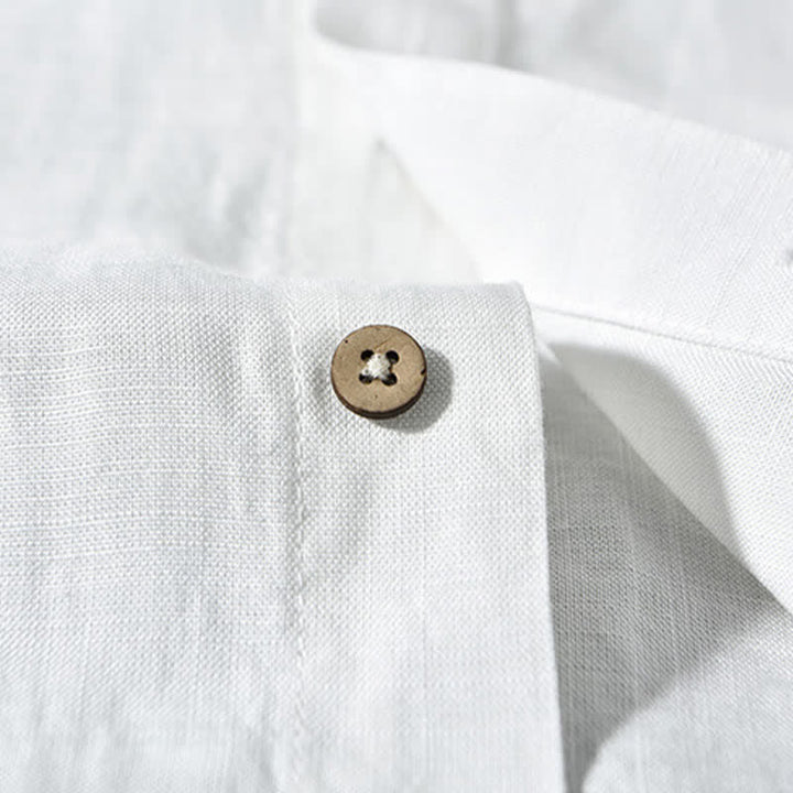 Buddha Stones Camicia da uomo a maniche lunghe, stile Tang, tinta unita, per l'autunno, casual, con colletto alla coreana. - image 18