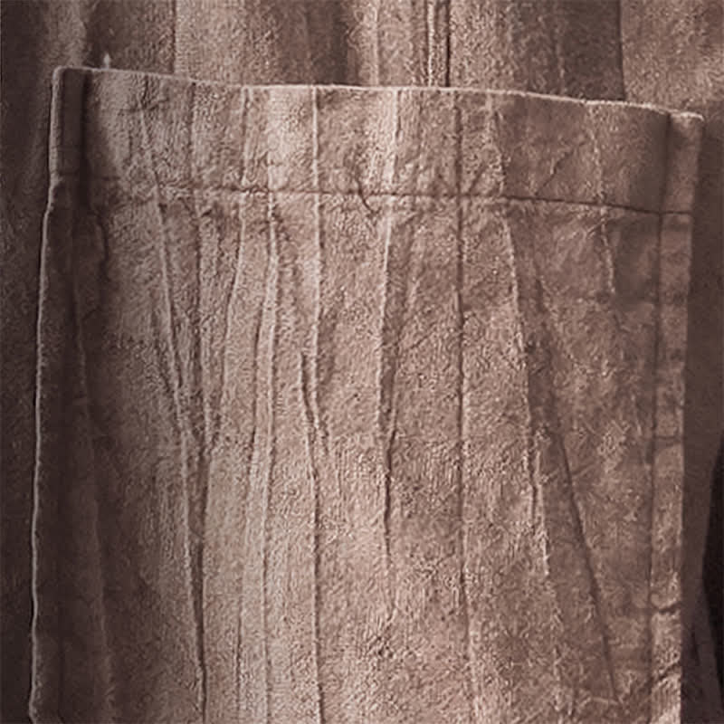 Buddha Stones Camicia da uomo a maniche lunghe in cotone tinta unita, con colletto alla coreana e taschino applicato, ideale per primavera/estate. - image 7