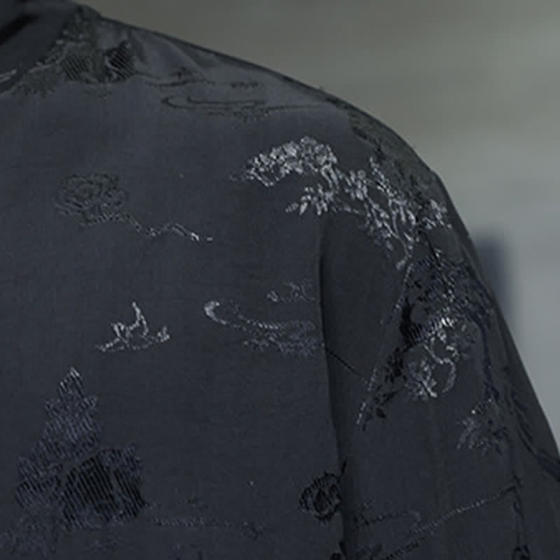 Buddha Stones Camicia da uomo a maniche a tre quarti, elegante, con colletto alla coreana e bottoni a rana, stile Spring Tang. - image 19