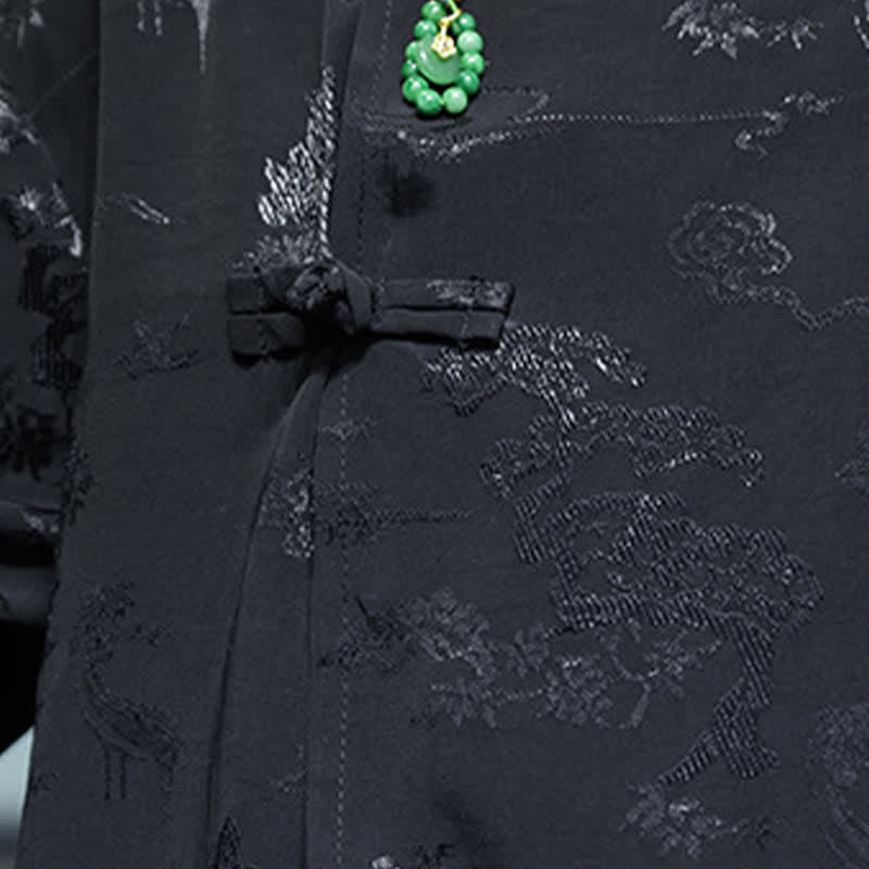 Buddha Stones Camicia da uomo a maniche a tre quarti, elegante, con colletto alla coreana e bottoni a rana, stile Spring Tang. - image 18