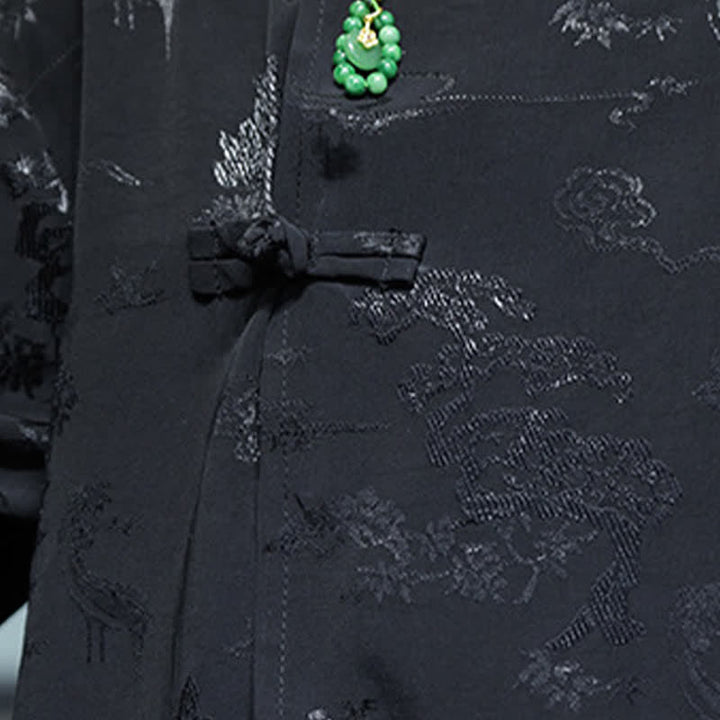 Buddha Stones Camicia da uomo a maniche a tre quarti, elegante, con colletto alla coreana e bottoni a rana, stile Spring Tang. - image 18